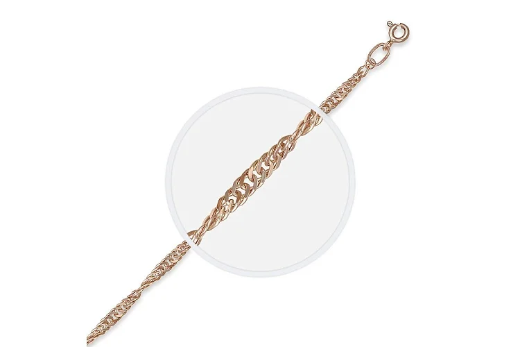 Цепь плетение сингапур ⌀ нити 0,35 мм  из красного золота