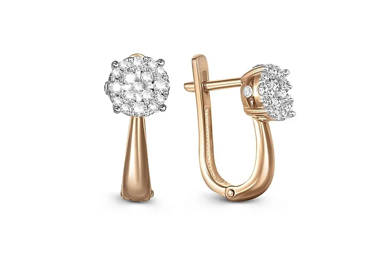 Серьги Малинки из красного золота с 40 бриллиантами