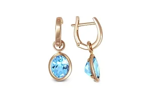 Серьги-трансформеры из красного золота с 2 топазами swiss