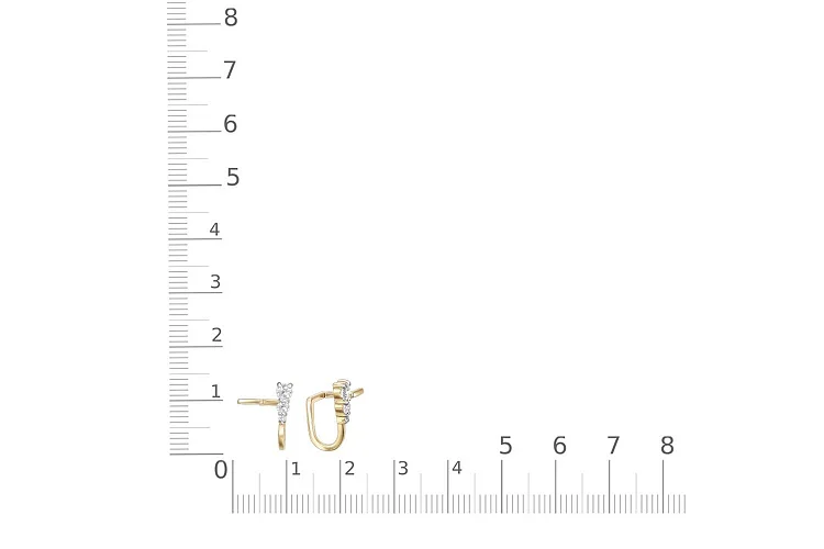 Серьги-пусеты из жёлтого золота с 6 фианитами