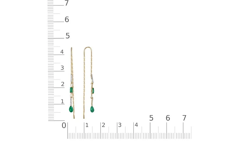 Серьги-продёвки из жёлтого золота с 4 агатами и 20 фианитами