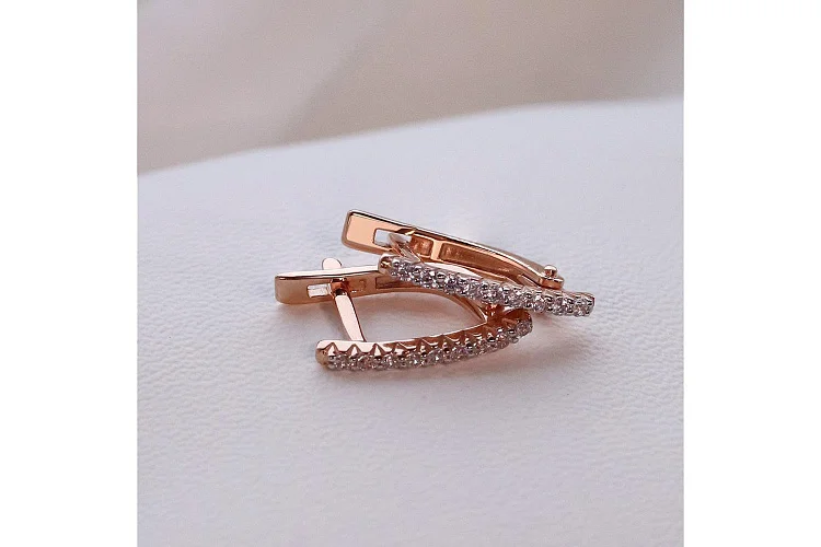 Серьги Дорожки из красного золота с 18 бриллиантами