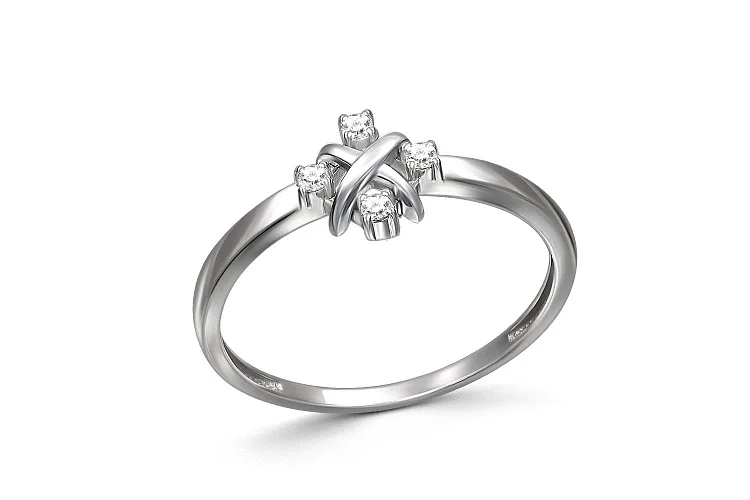 Кольцо из белого золота с 4 бриллиантами