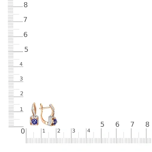 Серьги из красного золота с 2 корундами и 86 бриллиантами