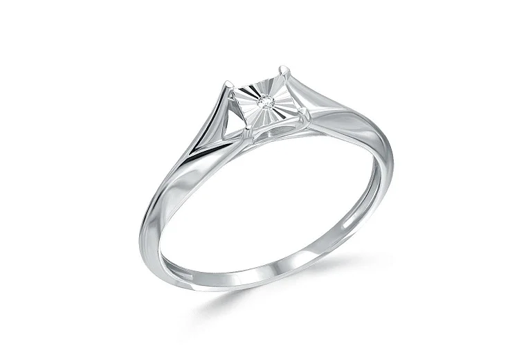 Кольцо Квадрат из белого золота с бриллиантом