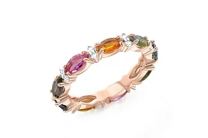 Кольцо Дорожка из красного золота с 9 турмалинами и 18 фианитами