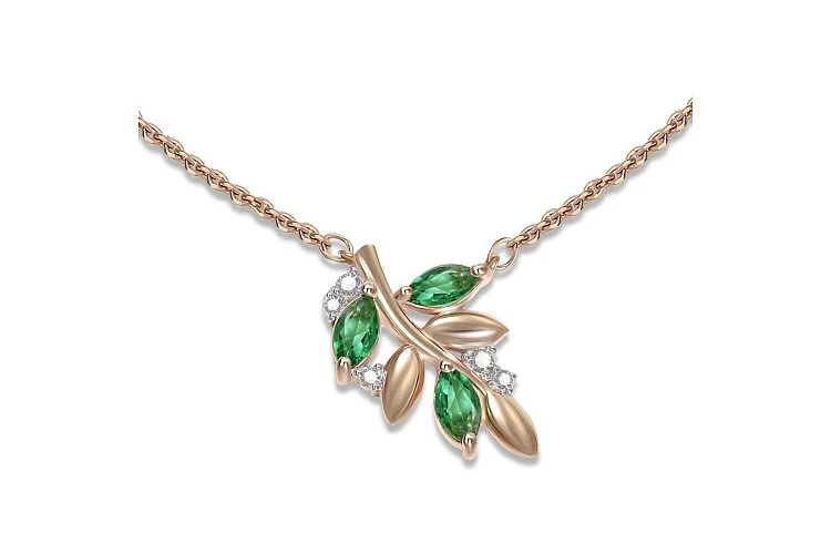 Колье Веточка из красного золота с 8 фианитами