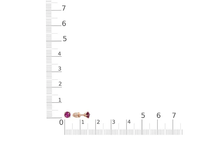 Серьги-пусеты из красного золота с 2 рубинами