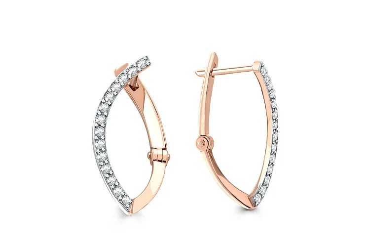 Серьги из красного золота с 28 бриллиантами