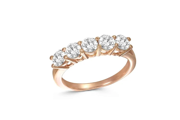 Кольцо Дорожка из красного золота с 5 бриллиантами