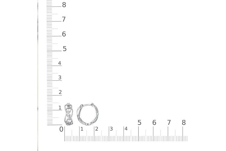 Серьги из белого золота с 6 фианитами