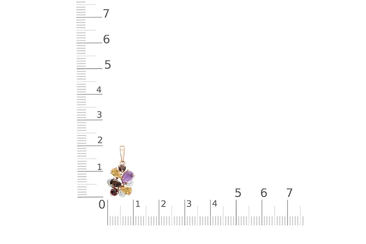 Подвеска из красного золота с аметистом, гранатом и раухтопазами