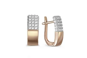 Серьги из красного золота с 56 фианитами