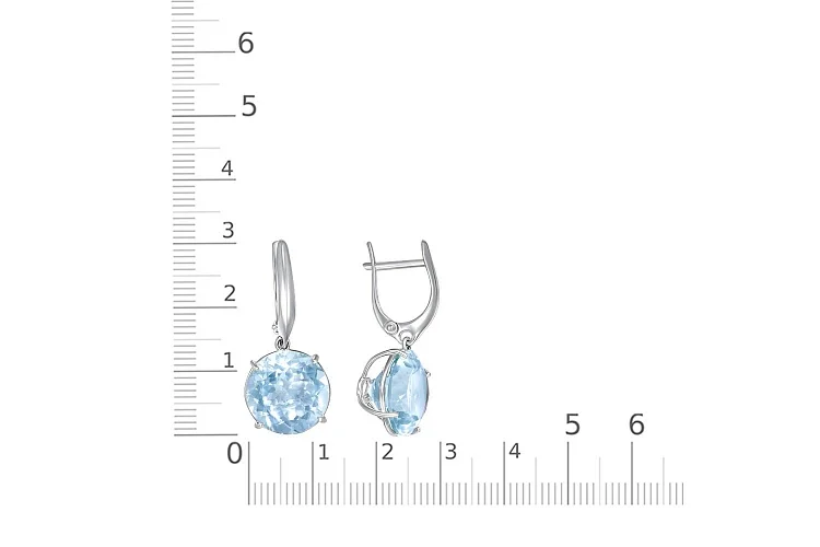 Серьги из белого золота с 2 топазами sky