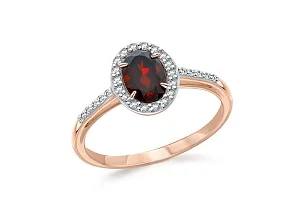 Кольцо из красного золота с гранатом и 28 фианитами