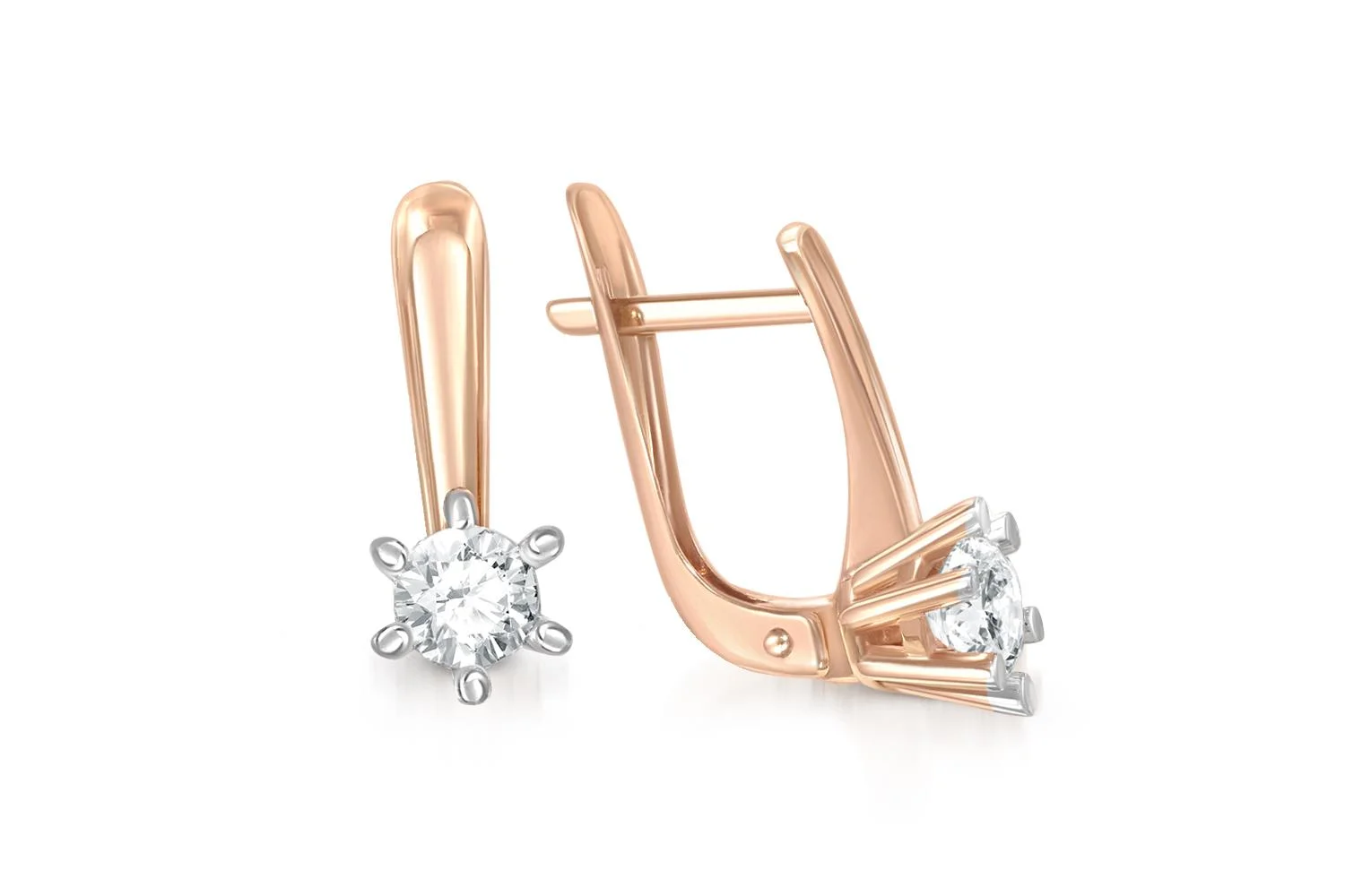 Серьги из красного золота с 2 кристаллами swarovski