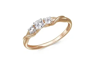 Кольцо из красного золота с 3 бриллиантами