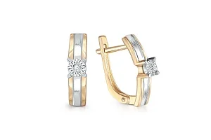 Серьги из жёлтого золота с 2 бриллиантами