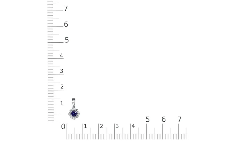 Подвеска Цветок из белого золота с корундом и 8 бриллиантами