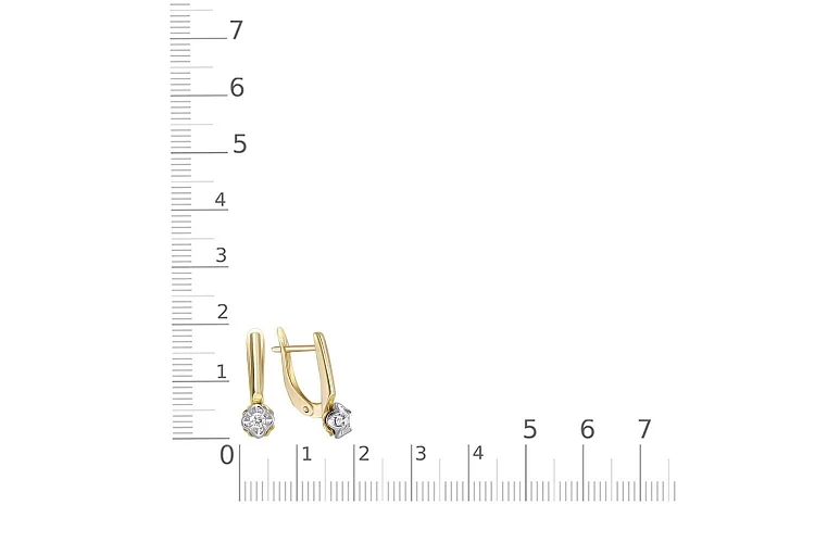 Серьги Цветы из жёлтого золота с 2 бриллиантами