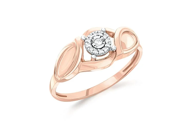 Кольцо из красного золота с 13 бриллиантами