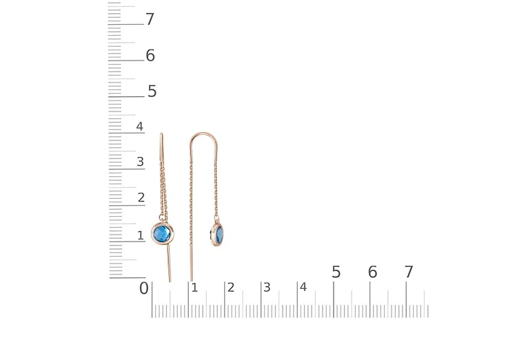 Серьги-продёвки из красного золота с 2 топазами swiss