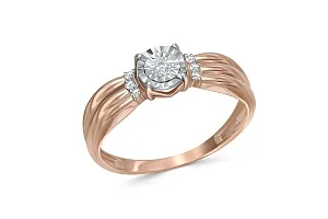 Кольцо из красного золота с 7 бриллиантами