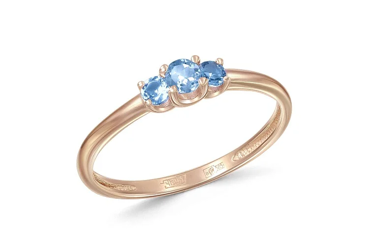 Кольцо из красного золота с 3 топазами swiss