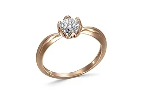 Кольцо Цветок из красного золота с 7 бриллиантами