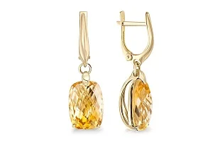 Серьги из жёлтого золота с 2 цитринами