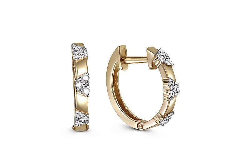 Серьги из жёлтого золота с 18 фианитами