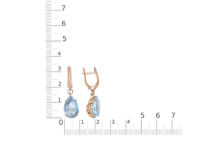 Серьги из красного золота с 2 топазами sky