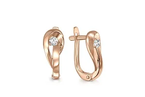 Серьги из красного золота с 2 фианитами