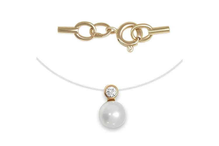 Колье из жёлтого золота с жемчугом и фианитом