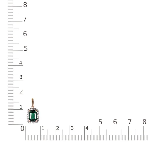 Подвеска из красного золота с изумрудом и 18 фианитами