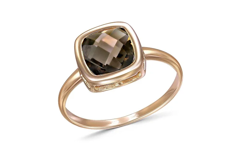 Кольцо из красного золота с раухтопазом