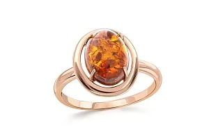 Кольцо из красного золота с янтарём