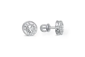 Серьги-пусеты из белого золота с 2 бриллиантами