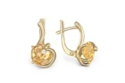 Серьги из жёлтого золота с 2 цитринами и 2 фианитами