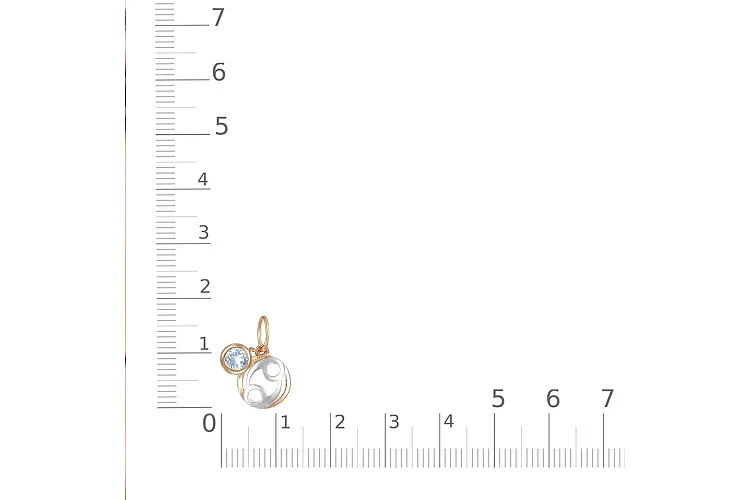 Подвеска Рак из красного золота с топазом sky