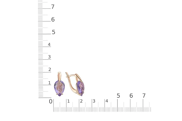 Серьги из красного золота с 2 аметистами