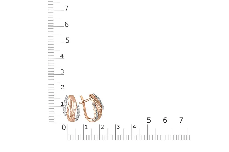 Серьги из красного золота с 24 фианитами
