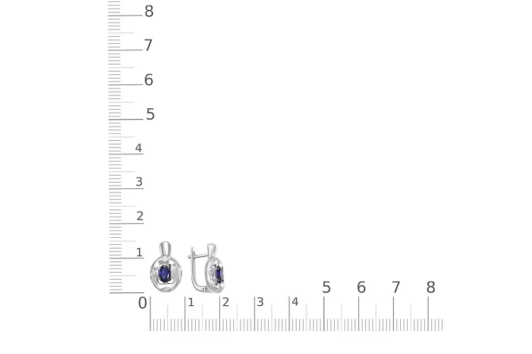Серьги из белого золота с 2 корундами и 24 бриллиантами