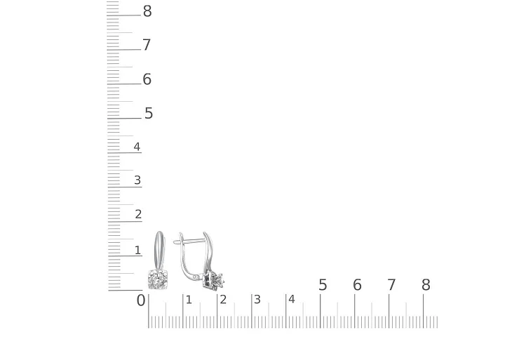Серьги из белого золота с 2 фианитами