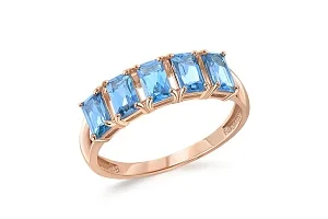 Кольцо Дорожка из красного золота с 5 топазами swiss