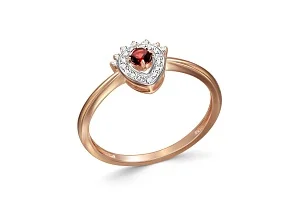 Кольцо из красного золота с гранатом и 22 фианитами