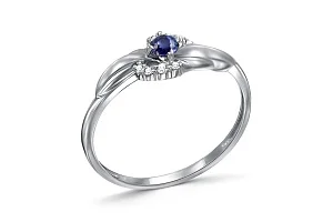 Кольцо из белого золота с корундом и 8 бриллиантами