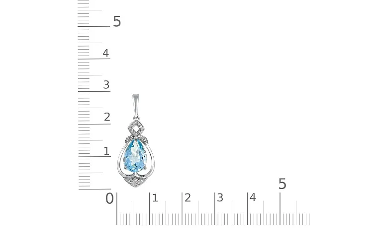 Подвеска из белого золота с топазом sky и 24 фианитами