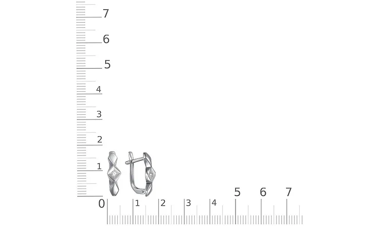 Серьги из белого золота с 2 фианитами
