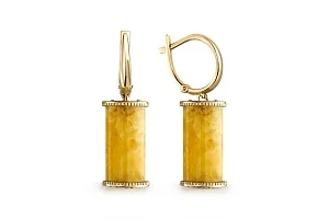 Серьги из жёлтого золота с янтарём